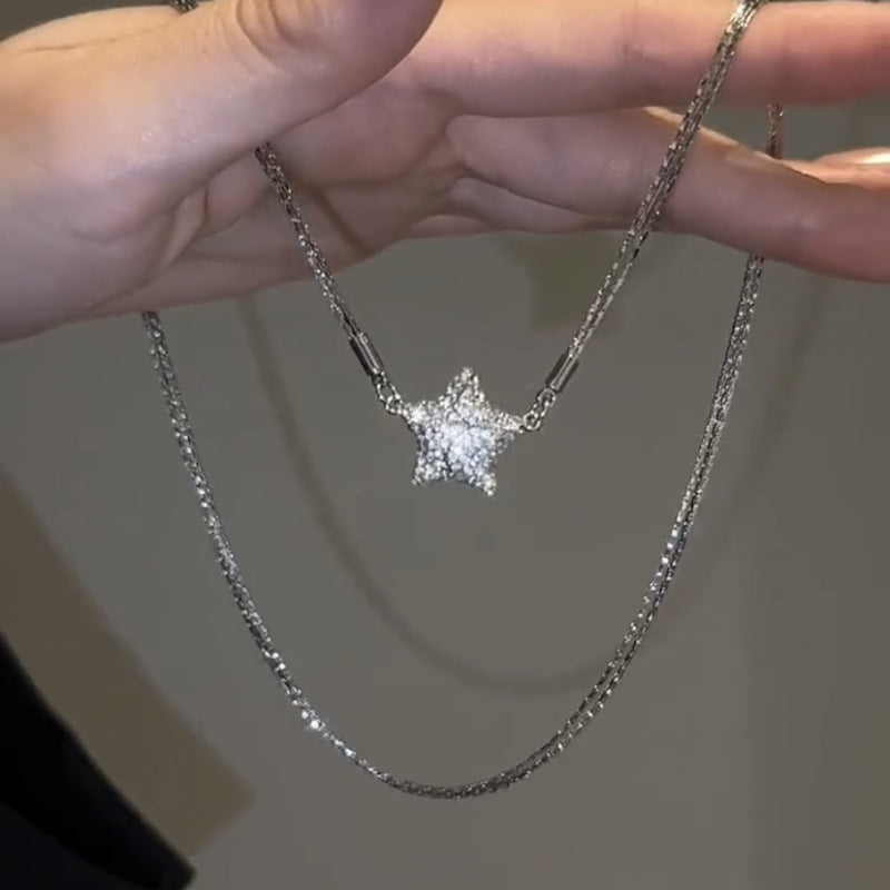 💎Collier coeur magnétique en diamants superposés💗
