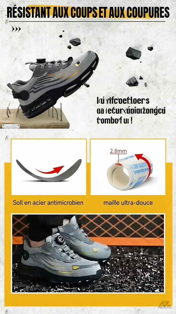 🔥👟 PROMO FLASH 50% ! Chaussures de Sécurité Anti-Perforation & Anti-Choc – Système de Serrage Rotatif, Idéales Chantier & Travail 🛡️