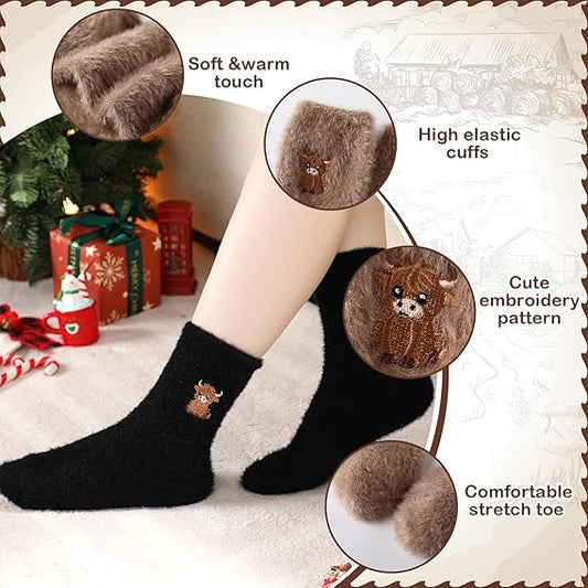 Chaussettes pelucheuses à vache des Highlands