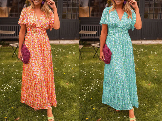 💐50% de réduction🌸Robe florale vintage pour femmes