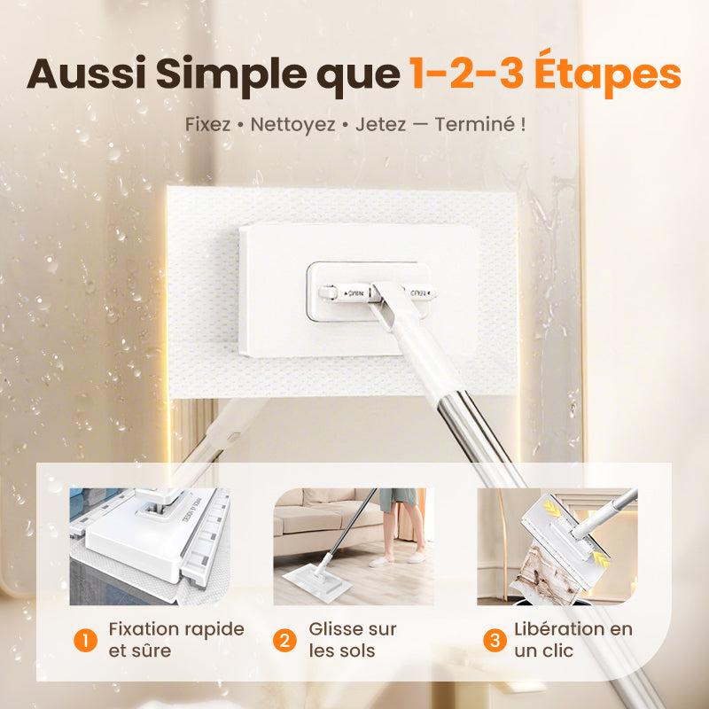 🔥Vente chaude 2025🔥Balai-serpillère anti-poussière jetable avec 4 chiffons réutilisables(🚀 50% de réduction)