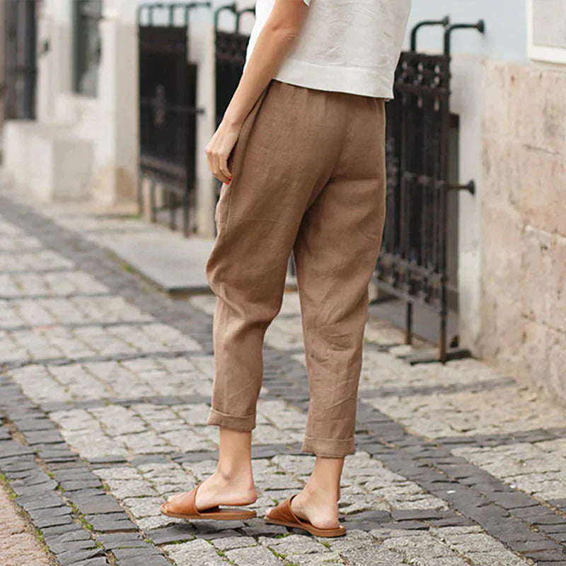 đ„Pantalon ample femme grande taille lin-coton