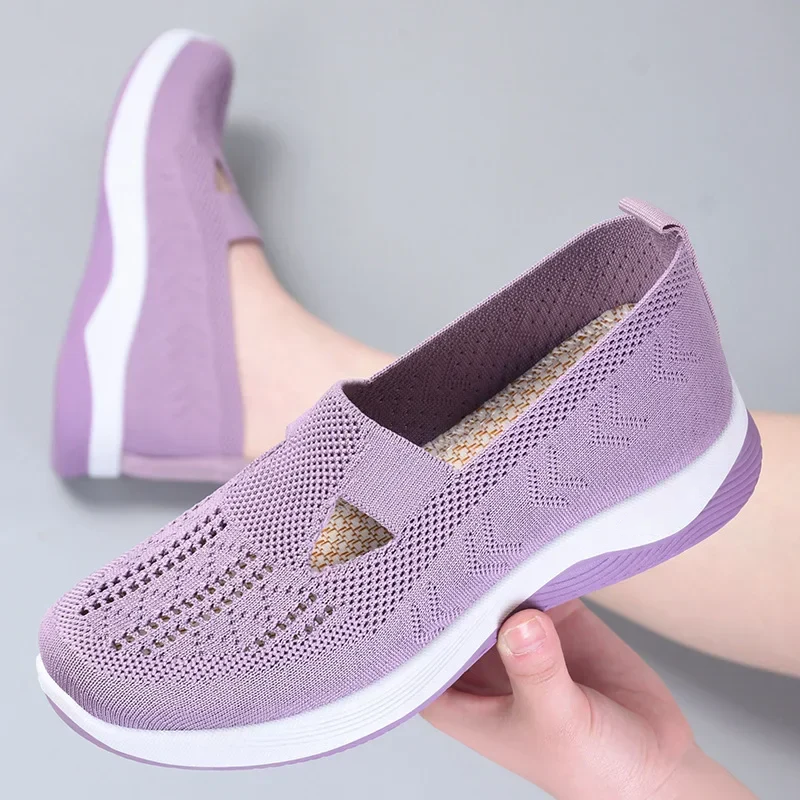 Chaussures à semelle souple orthopédie tressée respirante pour femmes