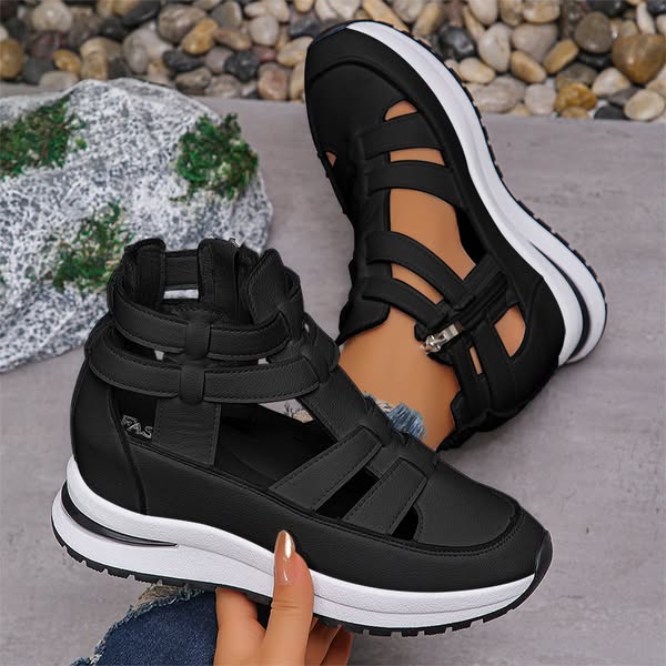 🔥Last day 50% off - Sandales compensées confortables et légères avec fermeture éclair latérale