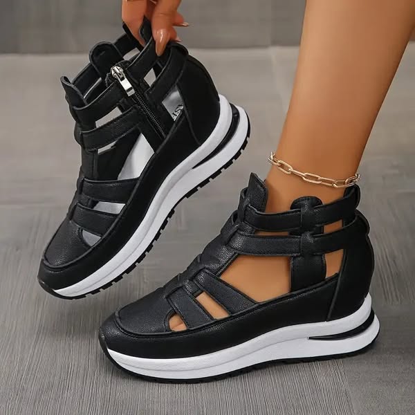 🔥Last day 50% off - Sandales compensées confortables et légères avec fermeture éclair latérale