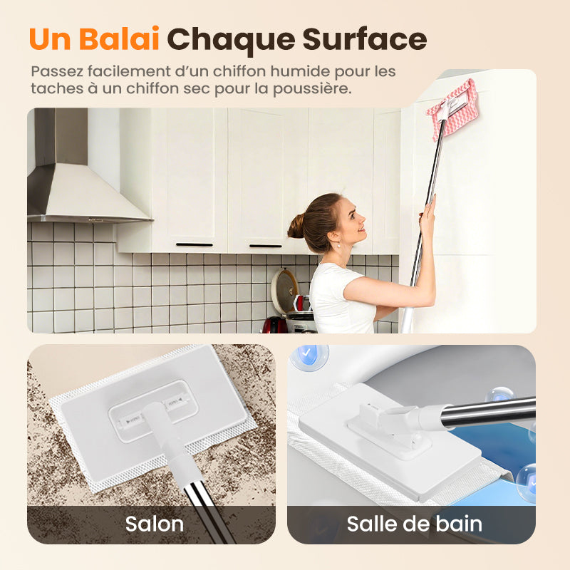 🔥Vente chaude 2025🔥Balai-serpillère anti-poussière jetable avec 4 chiffons réutilisables(🚀 50% de réduction)