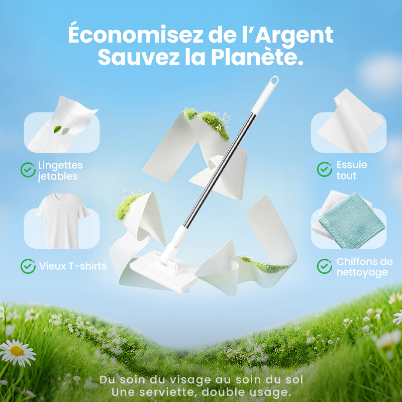 🔥Vente chaude 2025🔥Balai-serpillère anti-poussière jetable avec 4 chiffons réutilisables(🚀 50% de réduction)