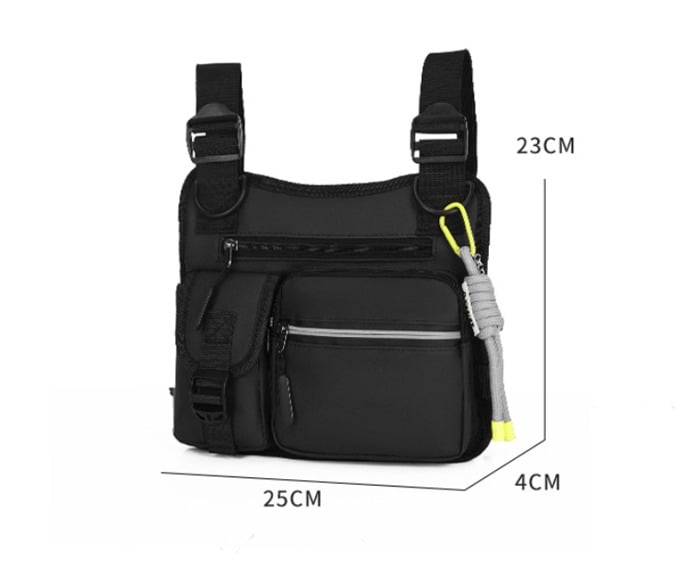 Sac de poitrine tactique multifonctionnel à fermeture éclair réglable