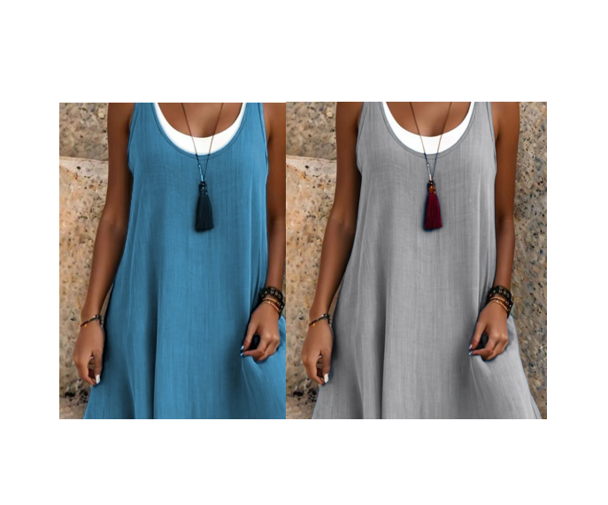 ⏰Dernier jour des soldes : 55 % de réduction 💃Robe débardeur deux pièces décontractée et ample sans manches pour femme