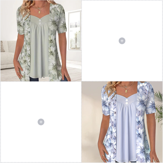 Top patchwork floral irrégulier pour femmes