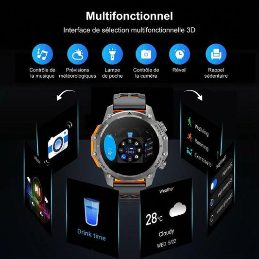 Montre connectée haute définition pour homme, 1,52 pouces