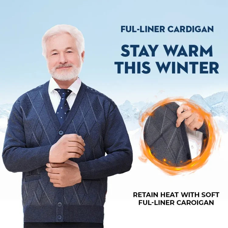 Cardigan en peluche thermique décontracté pour homme - Joli cadeau pour père !