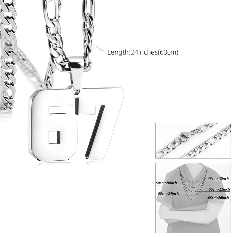 ⛄ Offre Spéciale Hiver:60 % de réduction🔥Exprimez-Vous avec le Pendentif Chiffre 67 - Un Accessoire Unique & Audacieux