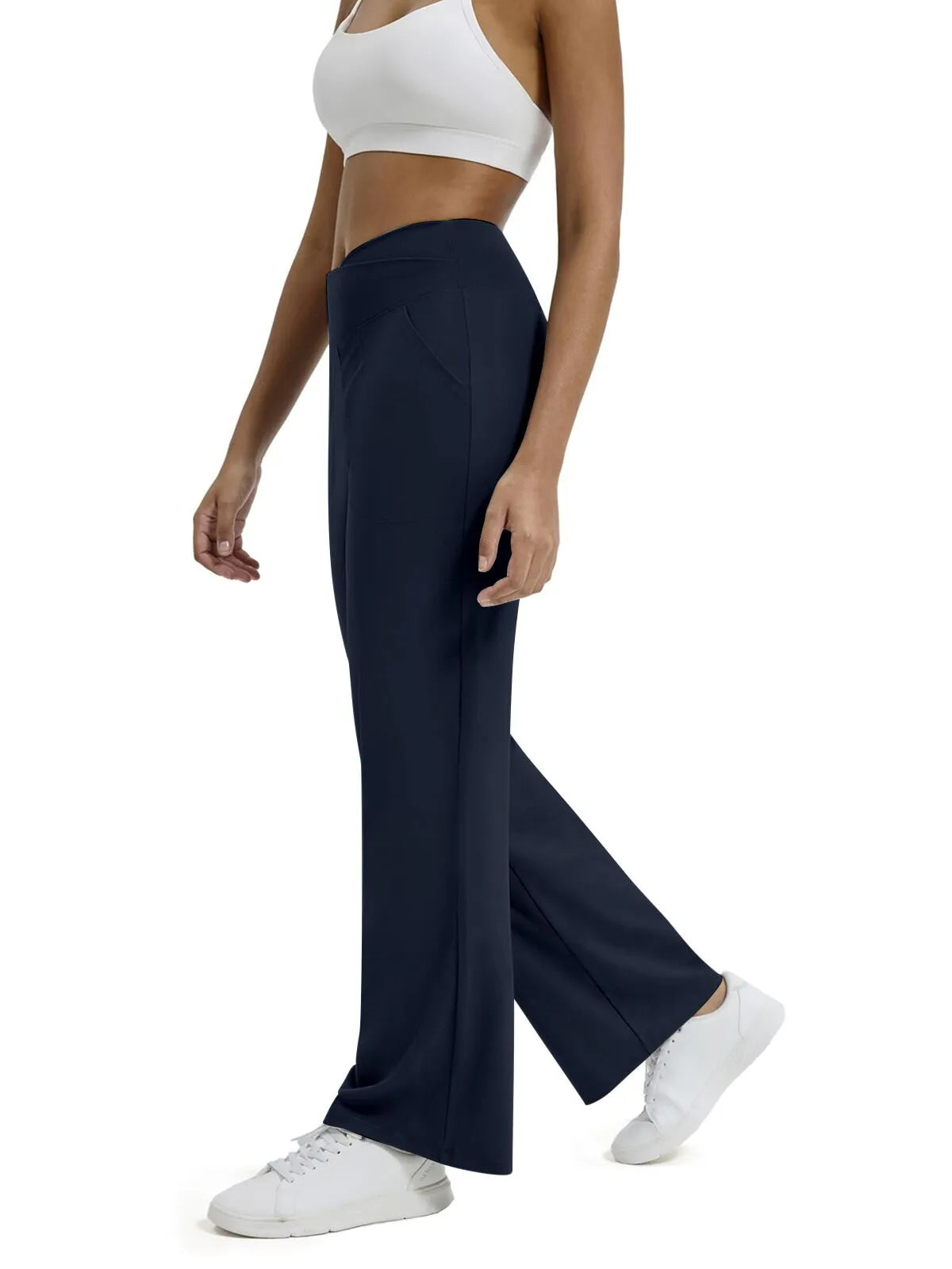 🍂🎁Soldes d'automne - 50 % de réduction🩷Pantalon ample minimaliste taille haute à jambes droites en stretch pour grandes tailles
