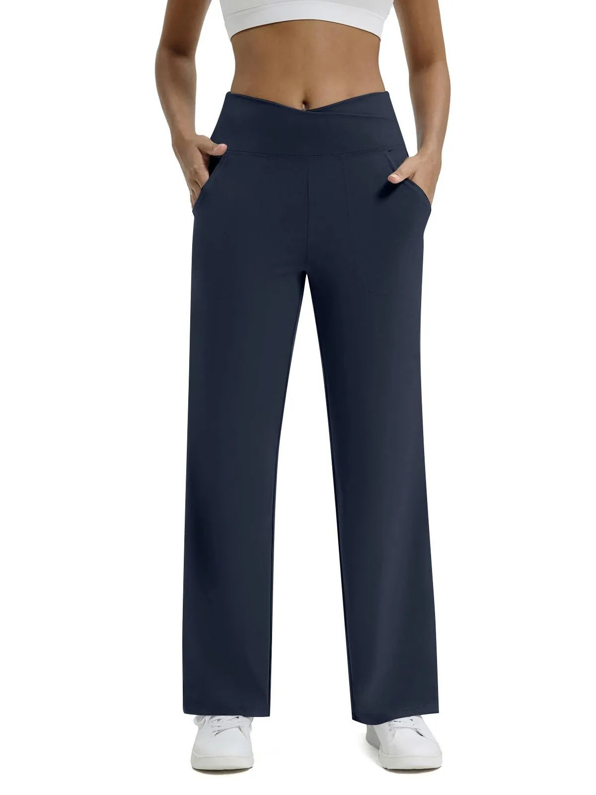 🍂🎁Soldes d'automne - 50 % de réduction🩷Pantalon ample minimaliste taille haute à jambes droites en stretch pour grandes tailles