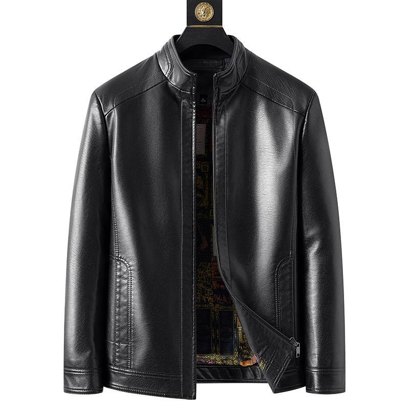 Veste Chaude en Cuir avec Doublure en Peluche pour Homme