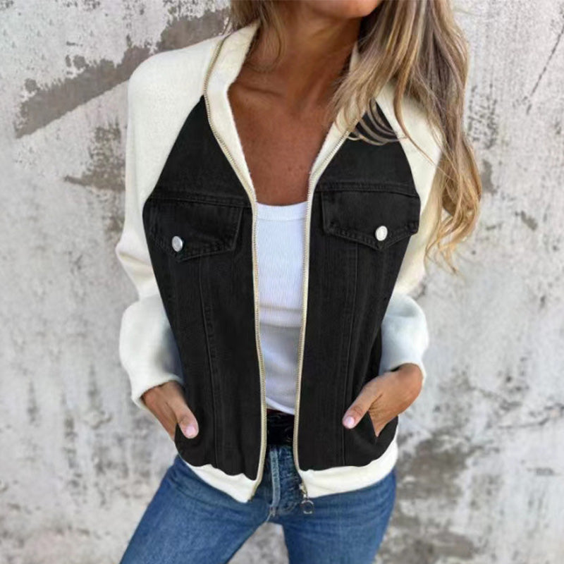 đ„Vente du vendredi noir : 50% de rĂ©ductionđ„Veste en denim Ă fermeture Ă©clair pour femme