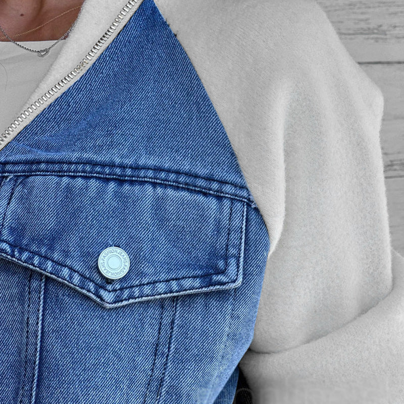 đ„Vente du vendredi noir : 50% de rĂ©ductionđ„Veste en denim Ă fermeture Ă©clair pour femme