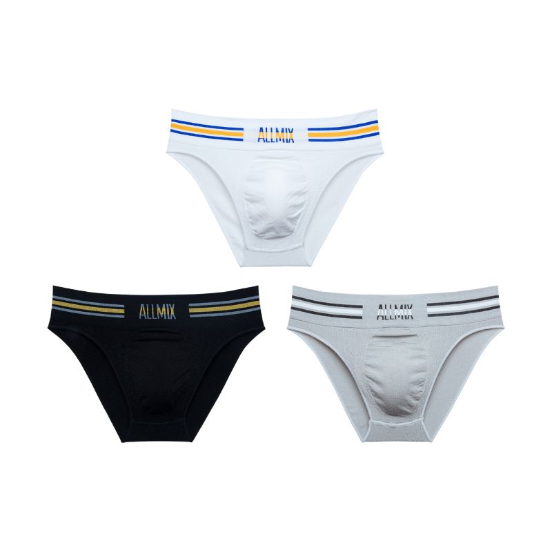 Slip Lettre Sexy à Rayures Colorées Sans Couture et Taille Basse pour Hommes