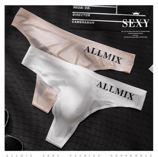 💞String sans couture en soie glacée transparente taille basse sexy