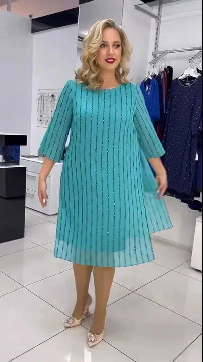 Promotion de réduction limitée dans le temps⏰Robe imprimée à col rond pour femmes🌸