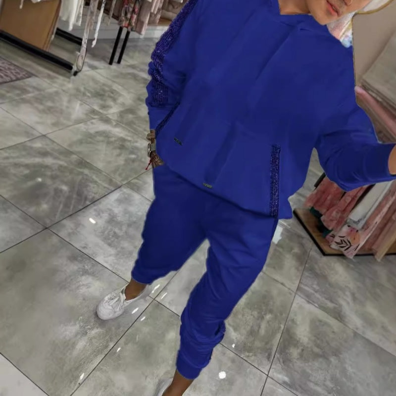 🌷Ensemble 2 pièces de hauts à capuche avec cordon de serrage pour femmes & pantalons💞