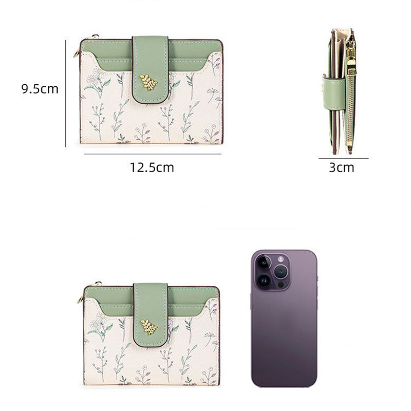 🔥🖤Soldes exceptionnels : 50 % de réduction🔥Portefeuille court à imprimé floral pour femme