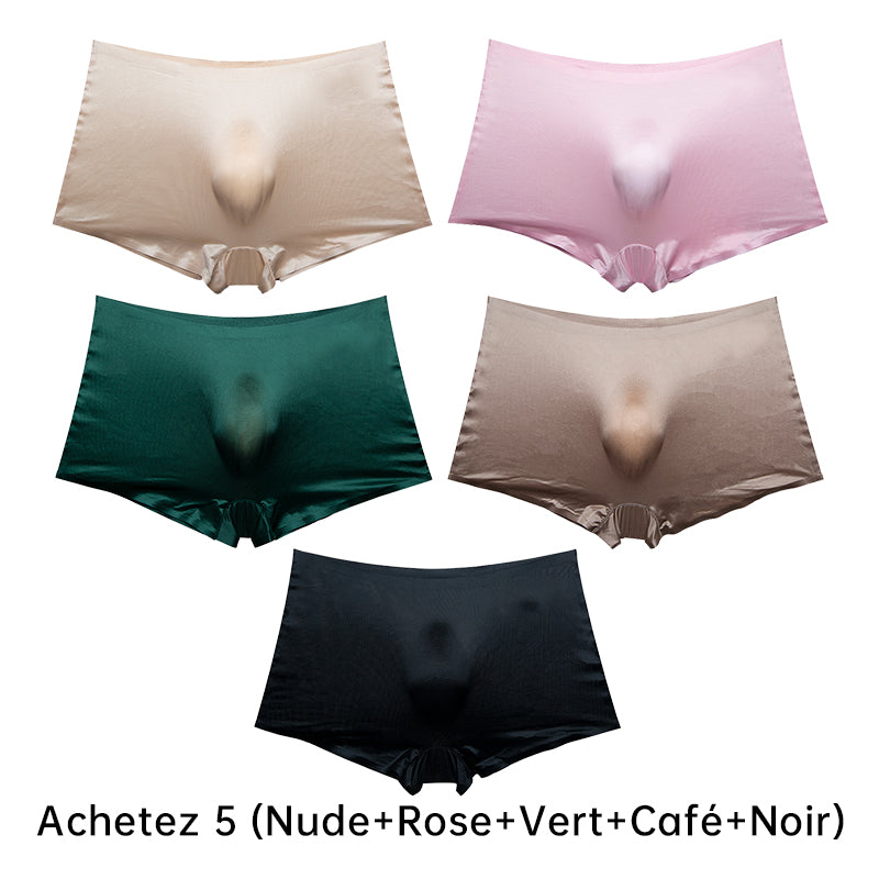 Boxer Sexy Fin de Soie Glacée Translucide pour Hommes