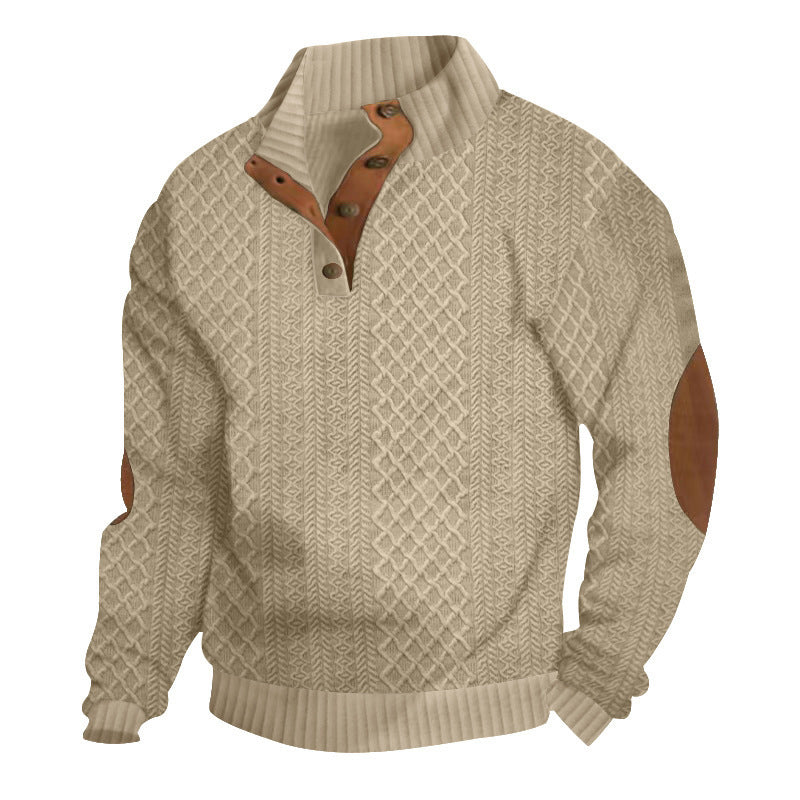 🎅Soldes de Noël🎁Pull décontracté à manches longues pour hommes avec coudières