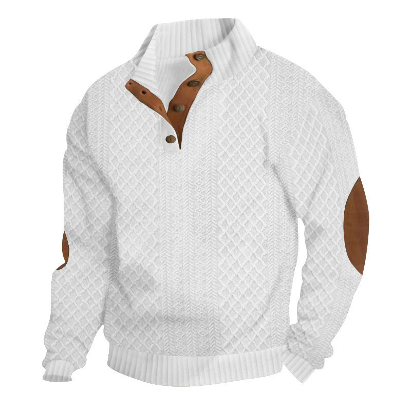 🎅Soldes de Noël🎁Pull décontracté à manches longues pour hommes avec coudières