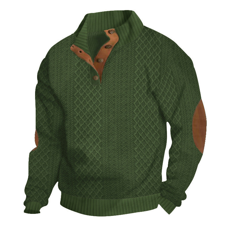 🎅Soldes de Noël🎁Pull décontracté à manches longues pour hommes avec coudières