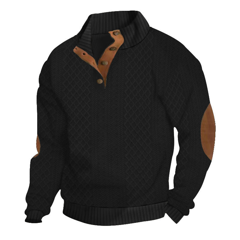 🎅Soldes de Noël🎁Pull décontracté à manches longues pour hommes avec coudières