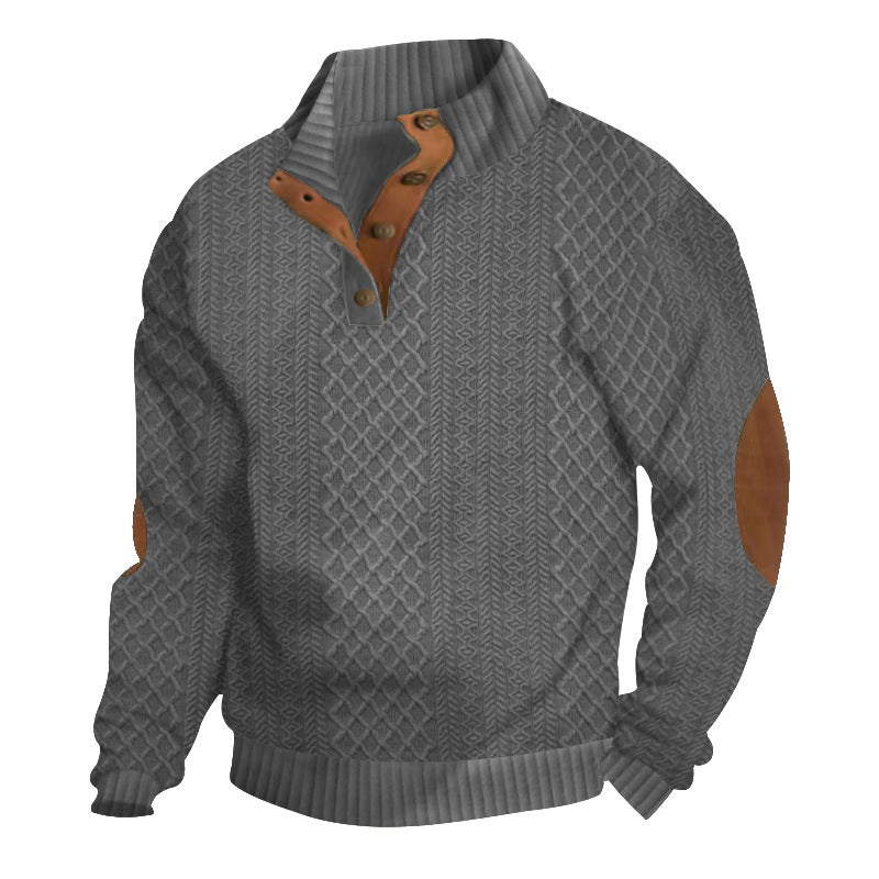 🎅Soldes de Noël🎁Pull décontracté à manches longues pour hommes avec coudières