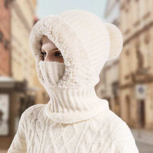 Bonnet Écharpe et Masque 3-en-1 Tricoté d'Hiver pour Femmes