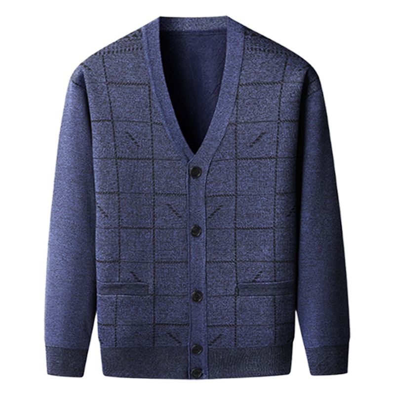 Cardigan en peluche thermique décontracté pour homme - Joli cadeau pour père !