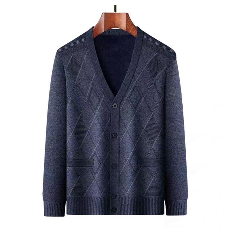 Cardigan en peluche thermique décontracté pour homme - Joli cadeau pour père !