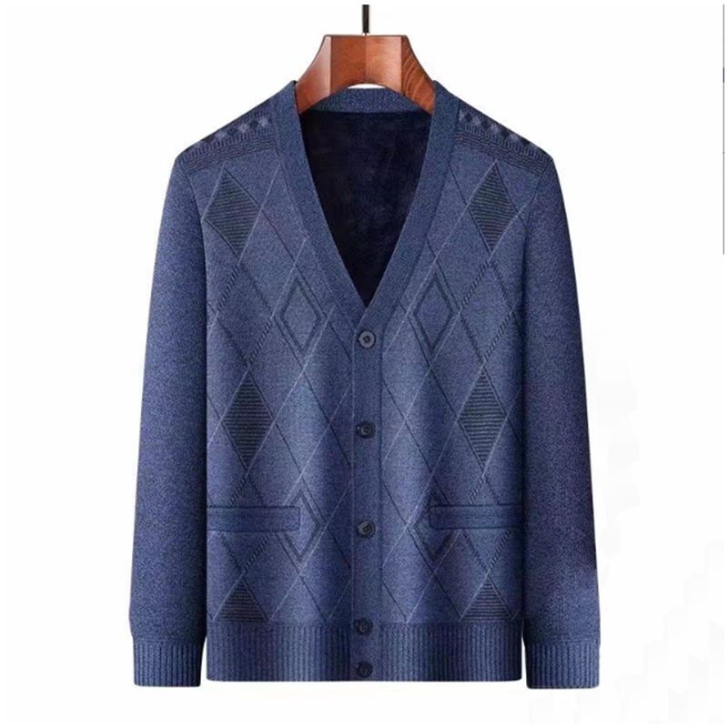 Cardigan en peluche thermique décontracté pour homme - Joli cadeau pour père !