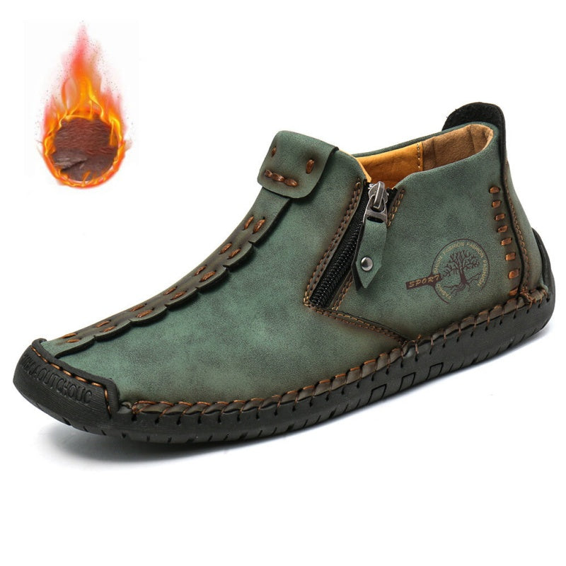 Bottes cousues décontractées pour hommes avec fermeture éclair