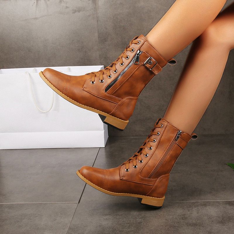 Bottes de combat à talons compensés pour femme avec bout rond et fermeture éclair - Style punk - Taille : 42-44 Bottes de combat à talons compensés pour femme avec bout rond et fermeture éclair - Style punk - Taille : 42-44