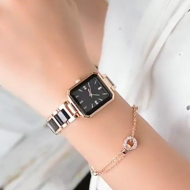 Montre à quartz rectangulaire tendance pour femme