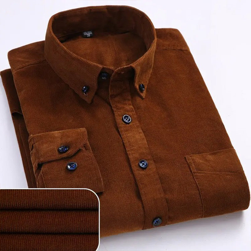 Chemise décontractée en velours côtelé pour homme
