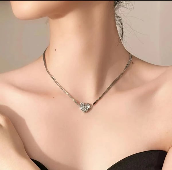 💎Collier coeur magnétique en diamants superposés💗