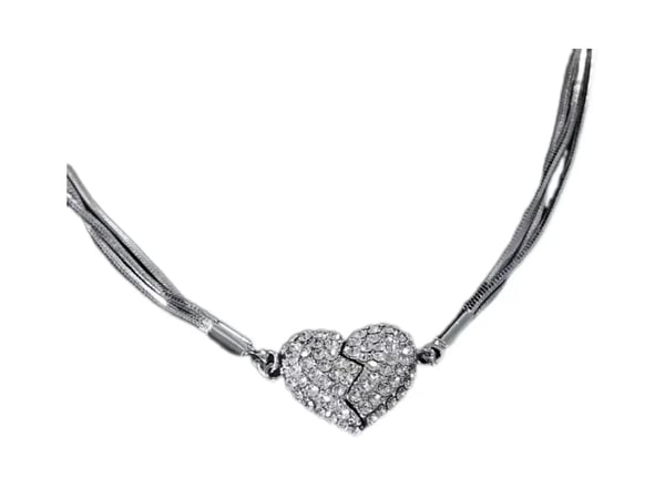 💎Collier coeur magnétique en diamants superposés💗