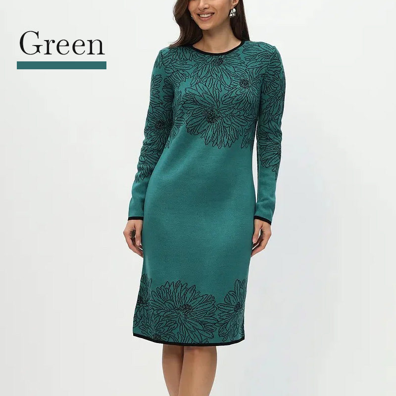 💃2025 Nouvelle Arrivée✨Robe Imprimée À Manches Longues Et Col Ras Du Cou