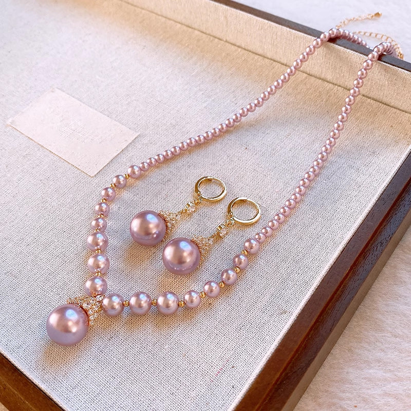 ✨️50% de réduction✨️Collier et boucles d'oreilles vintage élégants en perles d'imitation de zircone