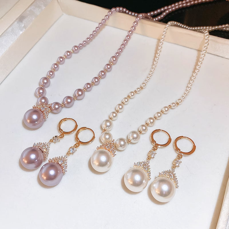 ✨️50% de réduction✨️Collier et boucles d'oreilles vintage élégants en perles d'imitation de zircone