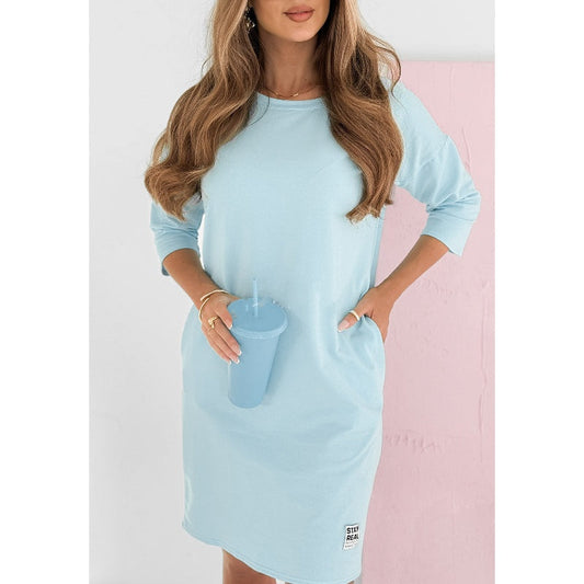 🔥49% OFF🌸✨ Élégante Robe à Col Rond & Manches 3/4 avec Poches – Style & Confort en Un 🌟💃