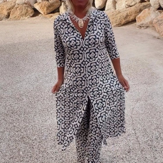 🔥Ensemble 2 pièces chemise et pantalon boutonnés imprimés