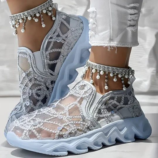 Promotions estivales🌴 Mocassins brodés en maille pour l'été