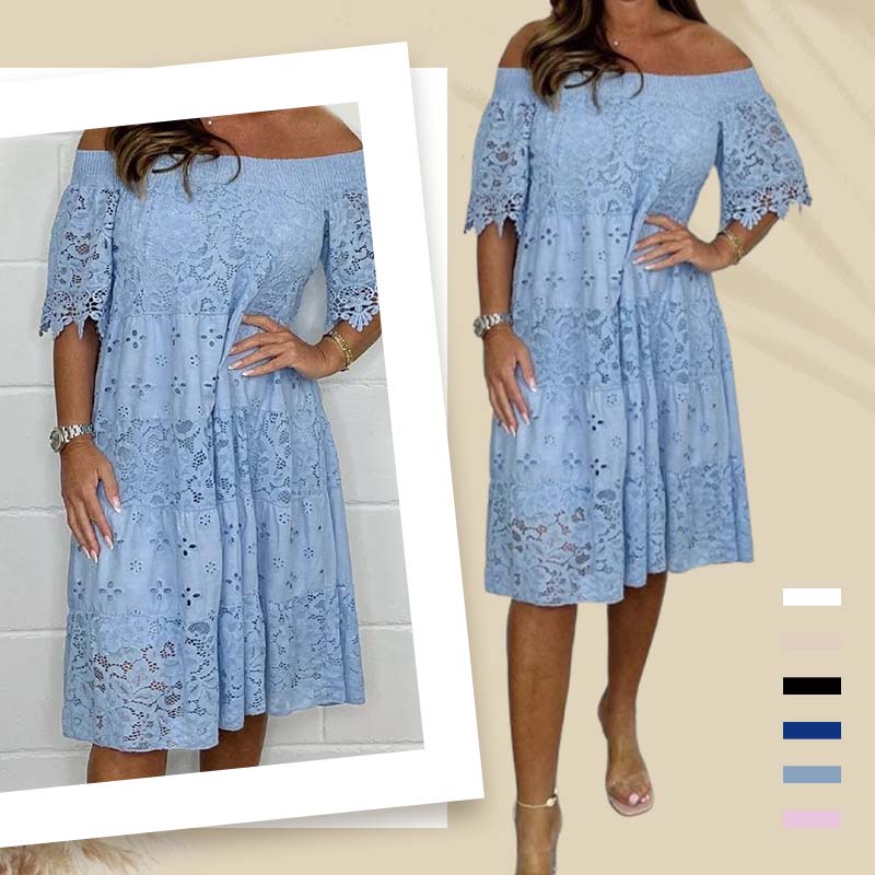 Robe bustier en dentelle ajourée et patchwork pour femme